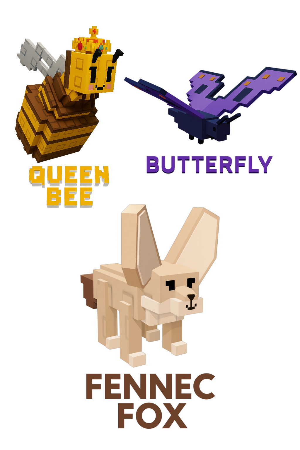 Fennec Fox + Butterfly + Queen Bee